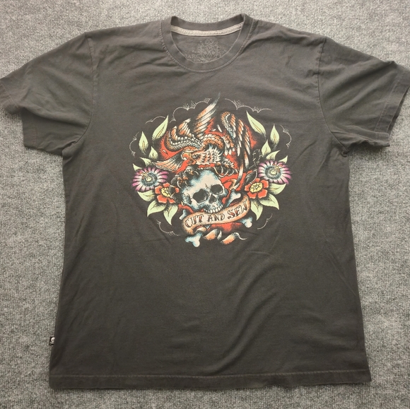 Marc Ecko Other - Marc Echo Cut & Sew Skull And Eagle Black‎ Graphic T-Shirt Size Extra Large